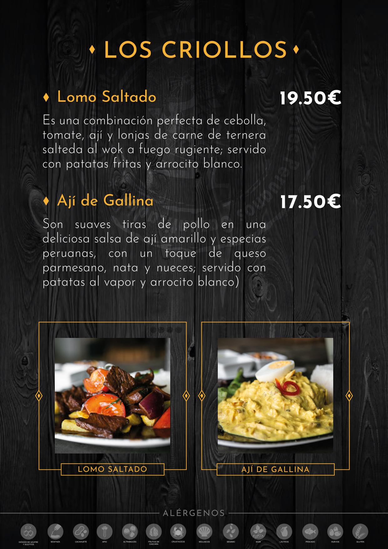 carta de platos